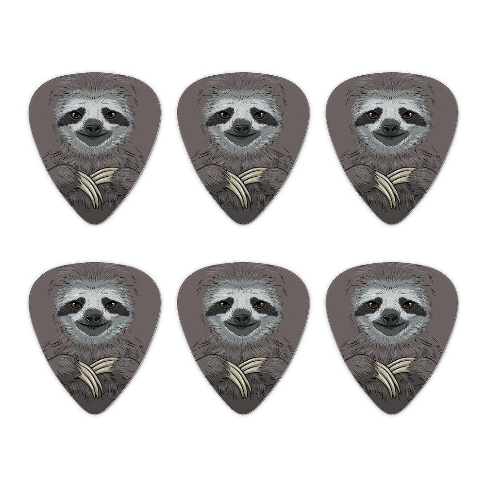 Cute Sloth Face Novelty Guitar Picks Medium Gauge - Set of 6