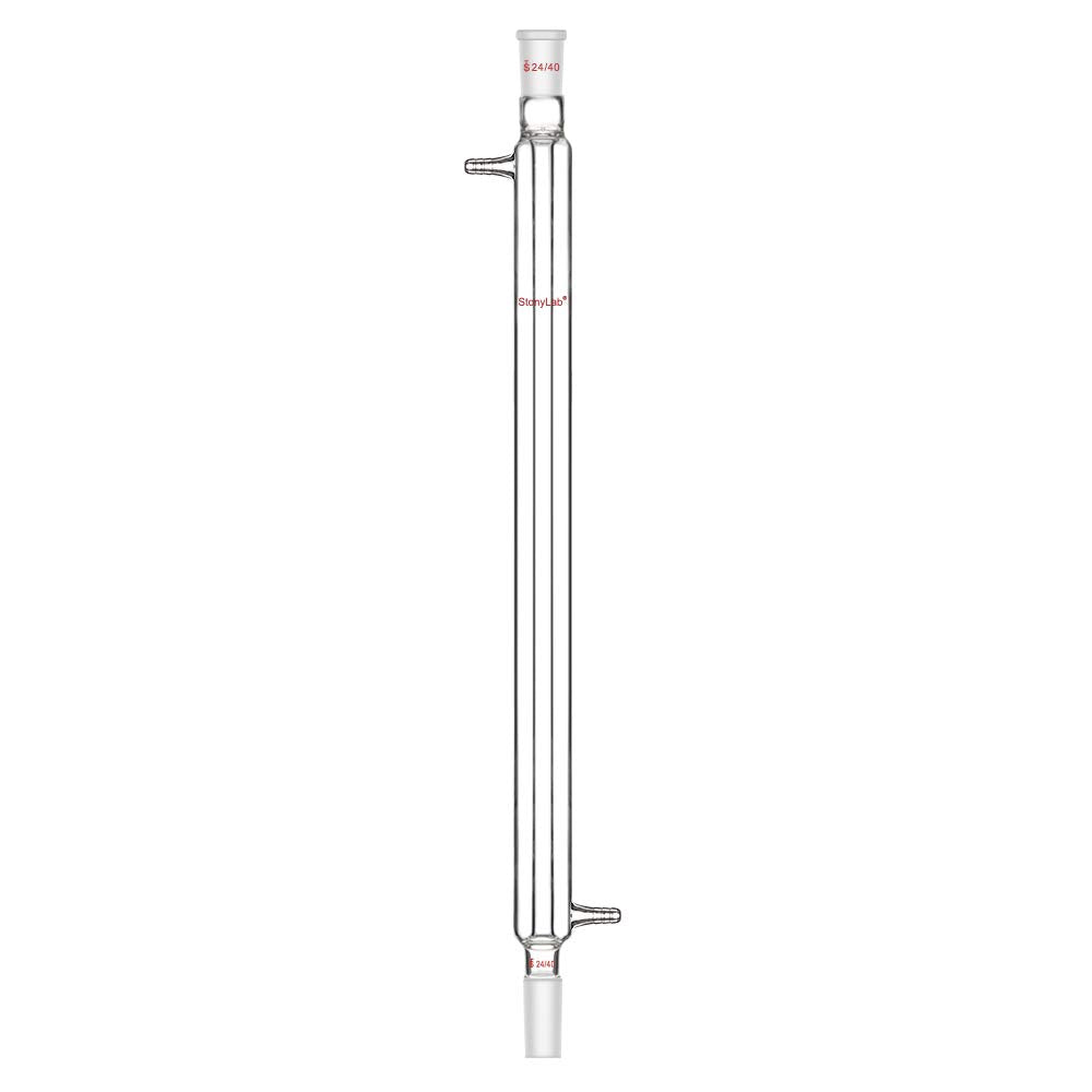 StonyLab Borosilicate Glass Liebig Condenser with 24/40 Joint 500mm Jacket Length Lab Glass Condenser 500 mm