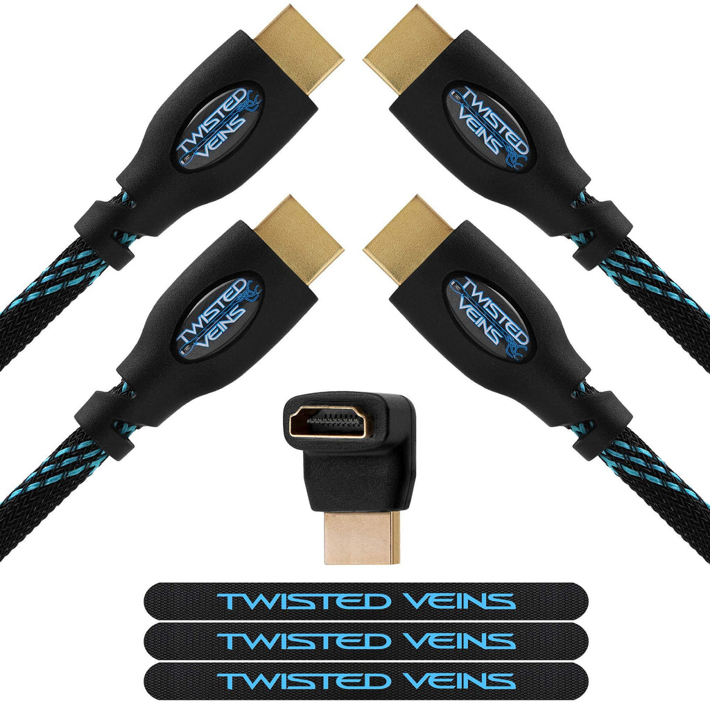 Twisted Veins HDMI Cable 2-Pack, Premium HDMI Cord Type High Speed with Ethernet (12 ft, 2 Pack) 12 ft, 2 Pack