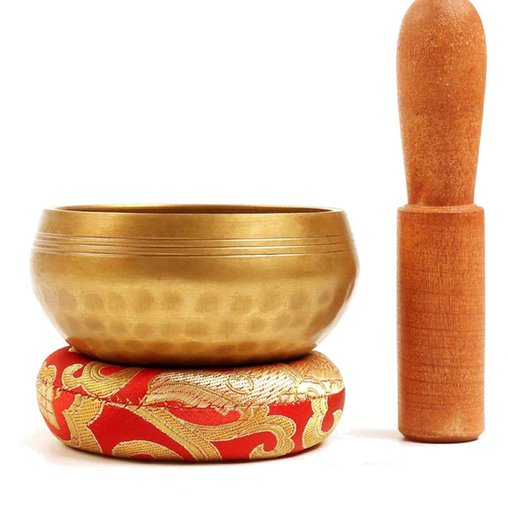 Tibetan Singing Bowls Set Mindfulness Prayer Bells with Cushion Mallet Wooden Strike Sounds Bell For Yoga Zen Meditation and Chakra Healing Perfect Spiritual Gifts From Nepal (3.5",1.0 Minimalist)