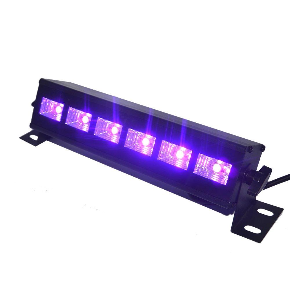 Exulight Black Lights, LED Bar, 6LEDs x 3W Black Light for Glow Parties,Halloween and Christmas Party,Birthday,Wedding,Poster,Stage Lighting (6leds bar) 6leds Bar