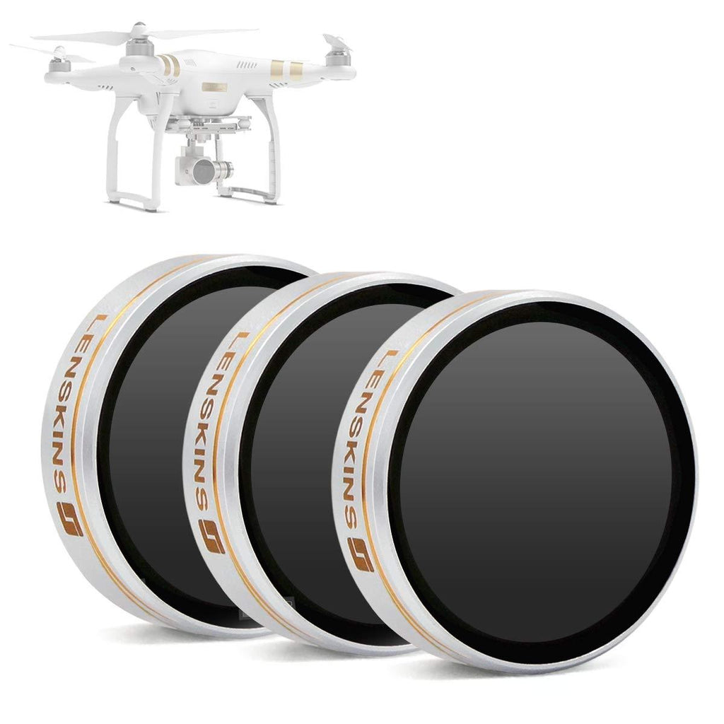 LENSKINS 3-Pack Drone MRC ND4/ ND8/ ND16 Filter for DJI Phantom 4/3 Professional/ 3 Advanced, AGC Optics, Aluminum Frame, Ultra Slim Neutral Density Filter Set with Storage Case & Lens Cloth 3 Pack-ND4/8/16