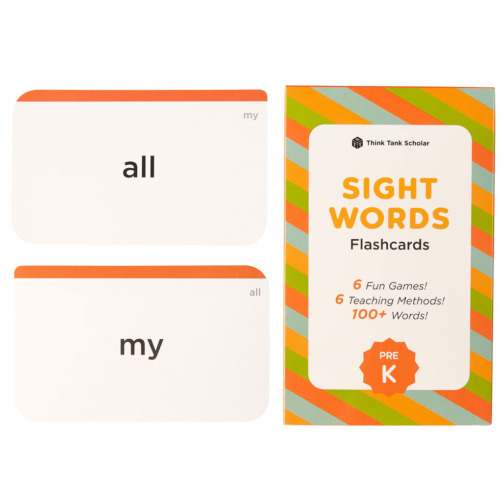 Think Tank Scholar Sight Words Flash Cards (Pre-K) | 100+ Preschool Dolch & Fry Sight Words | 6 Games and 6 Teaching Methods Pre-K
