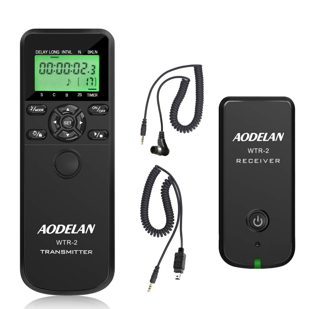 AODELAN WTR2 Wireless Shutter Release Timer Remote Control for Nikon Z6, Z7, Coolpix P1000, D850, D810, D700, D4, D5, D4s, D3100, D5000, D7200, D600, D610, D750, D3200, D3300; Replace MC-DC2, MC-36