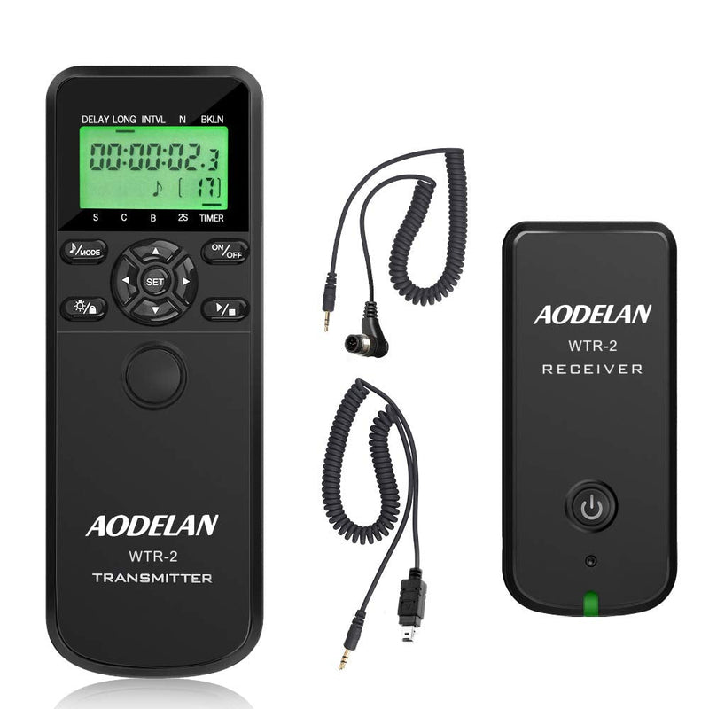 AODELAN WTR2 Wireless Shutter Release Timer Remote Control for Nikon Z6, Z7, Coolpix P1000, D850, D810, D700, D4, D5, D4s, D3100, D5000, D7200, D600, D610, D750, D3200, D3300; Replace MC-DC2, MC-36