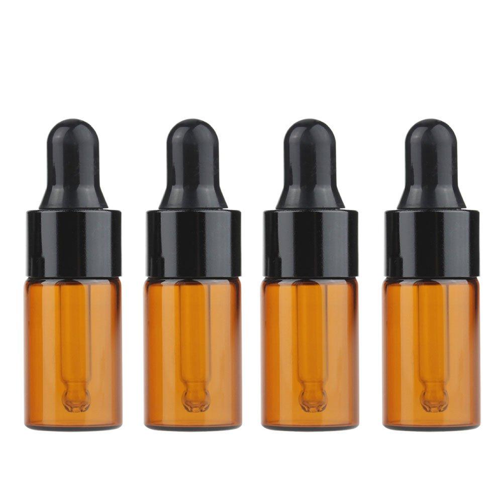 Furnido 15 Pieces Mini Amber Glass Dropper Bottle Refillable Empty Container Eye Dropper Vials with Pipette for Cosmetic Perfume Essential Oil Bottles Tiny Portable Bottles Vials (3ml) 3ml