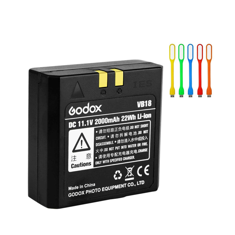 Godox VB18 Rechargeable Li-ion Battery for Godox V850,V850II,V860, V860II-N, V860II-C, V860II-S, V860II-F, V860II-O,Neewer TT850, TT860 Speedlite Flash with CONXTRUE USB LED