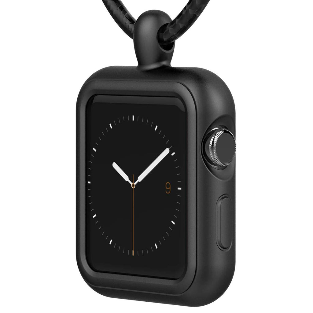 Silicone Maid LLC Compatible with Apple Watch 38mm 40mm 42mm 44mm Necklace Pendant Silicone Case Cover Replacement for iWatch Pendant Series 6 Series 5 Series 4 Series 3 Series 2 Black 42 mm / 44 mm
