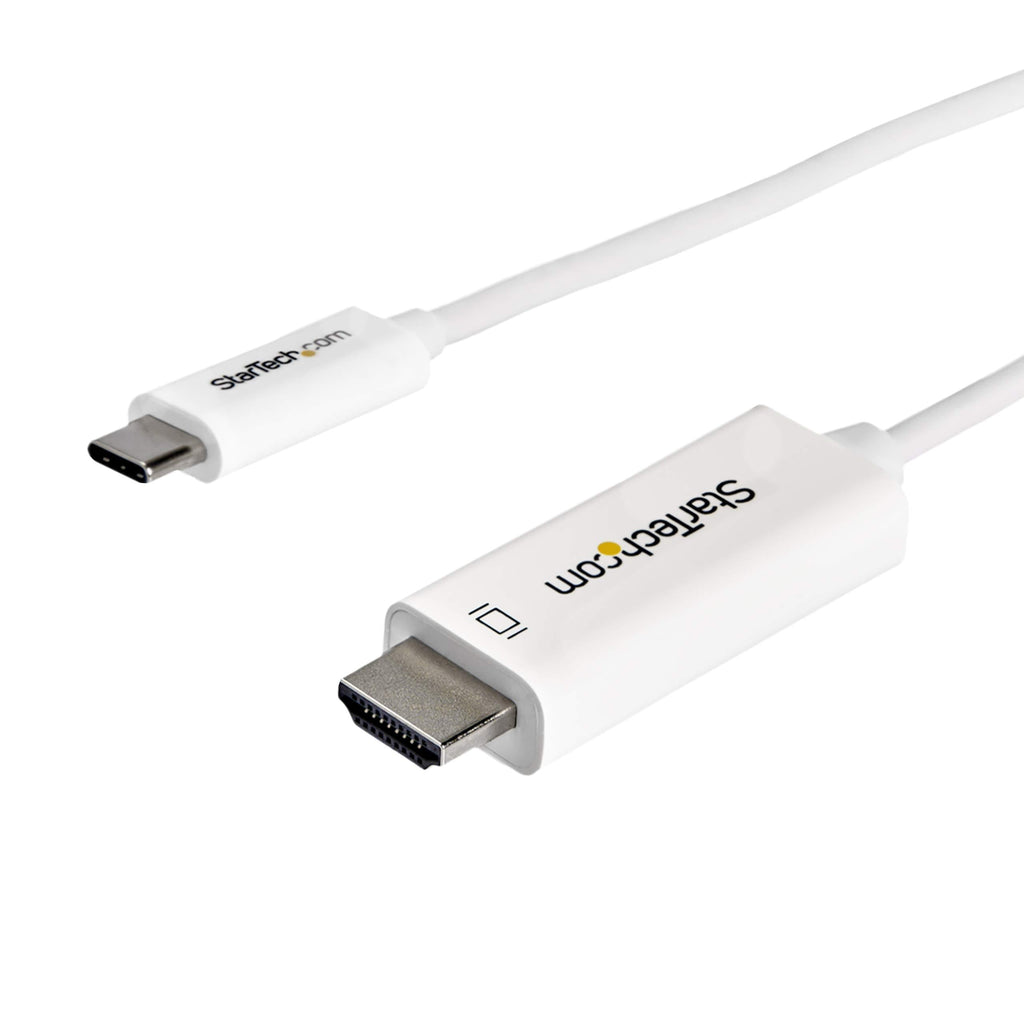 StarTech.com 10ft (3m) USB C to HDMI Cable - 4K 60Hz USB Type C to HDMI 2.0 Video Adapter Cable - Thunderbolt 3 Compatible - Laptop to HDMI Monitor/Display - DP 1.2 Alt Mode HBR2 - White (CDP2HD3MWNL) 9.8 feet
