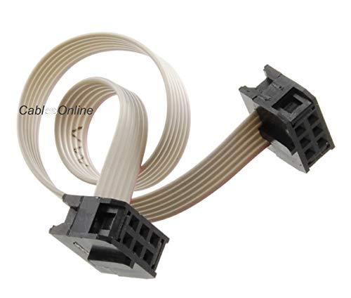 CablesOnline, 12-inch 6-Pin (2x3) 2.54mm-Pitch Female to Female 6-Wire IDC Flat Ribbon Cable, FR-0612