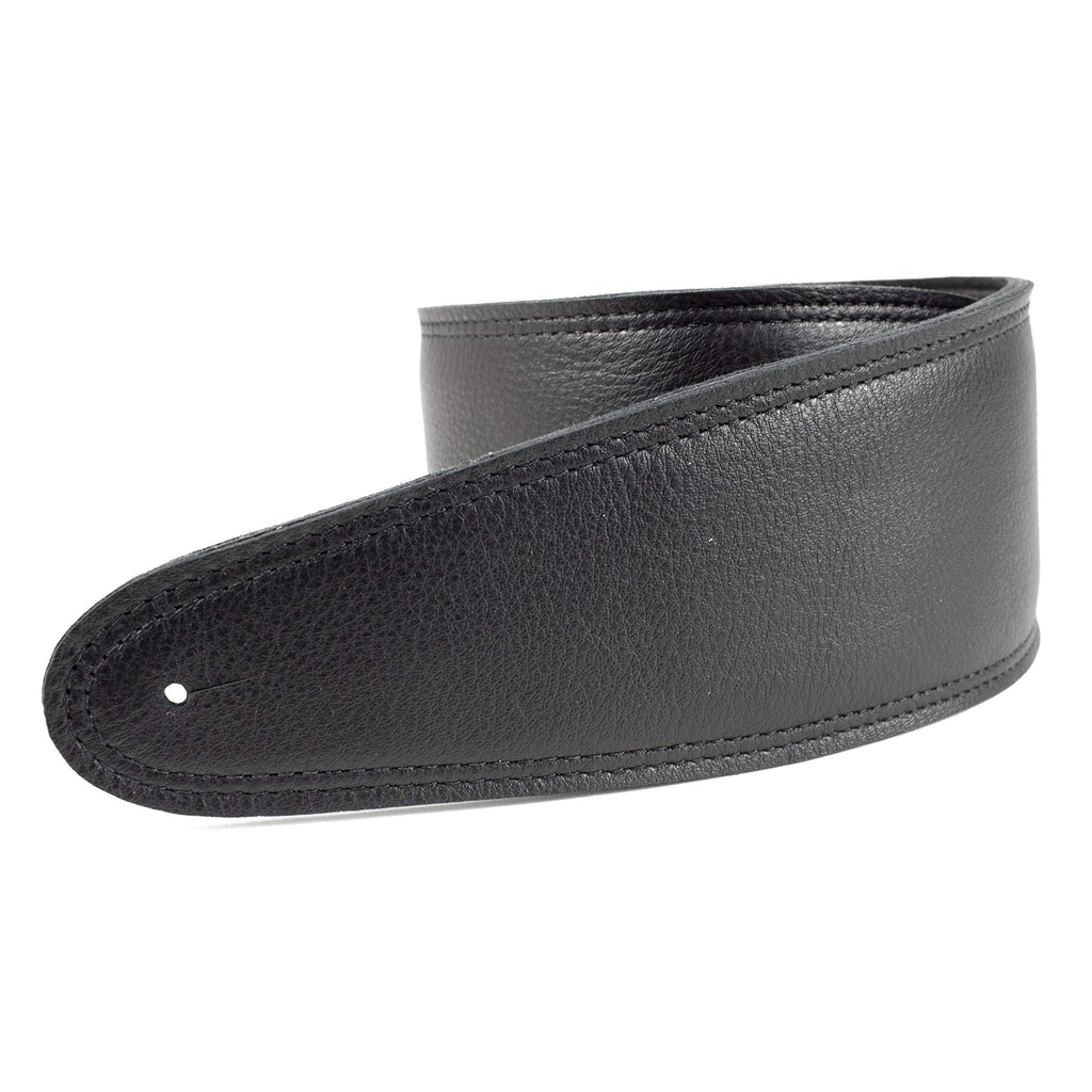 Perri's Leathers Padded Leather Guitar Strap, 3.5" inches Wide, Adjustable Length 35.5" to 57" inches, Black