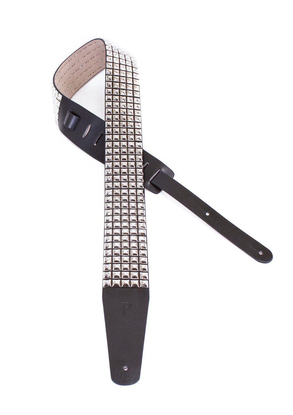 Perri's Leathers Studded Leather Guitar Strap, Silver, Strong, Durable, Comfortable, Adjustable Length 41” to 56”, 2.5" Wide