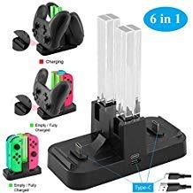 Whiteoak Switch Pro Controller 6 in 1 Charger, for Nintendo Switch Joy-Con Charging Dock Station Stand with LED Charging Indicator, [Upgrade Version] with Free Type C Cable