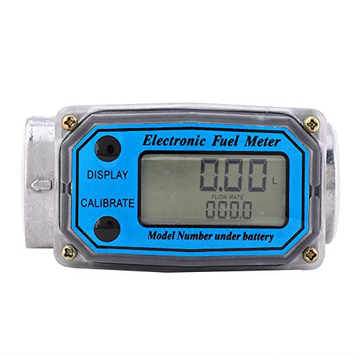 Fuel Flowmeter Turbine Flowmeter Diesel Gasoline Kerosene Fuel Flow Meter 25-150L / Min with Digital LCD Display 1-Inch FNPT Inlet/Outlet(Blue) Blue