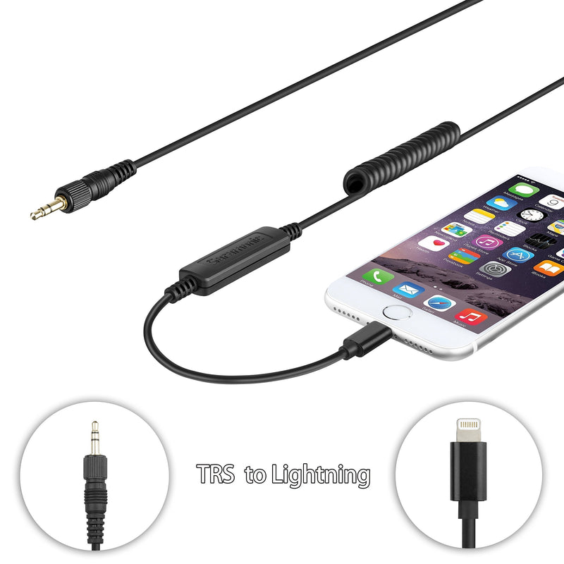 [AUSTRALIA] - TRS to Lightning Cable, Saramonic Locking 3.5mm Male TRS Connector to Lightning Output Cable for Saramonic Microphones: the SR-WM4C,UwMic9,UwMic10,UwMic15 and other Mics,Compatible with iphone 7 8 x 6 