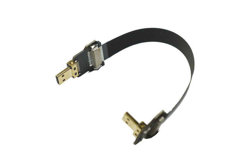 Short Flat Slim Thin Small HDMI FPV HDMI Cable Micro HDMI 90 Degree Angled Male to Micro HDMI Straight Male for brushless Gimbal handhold Gimbal dsrl FPV DJI Drone Black 5CM