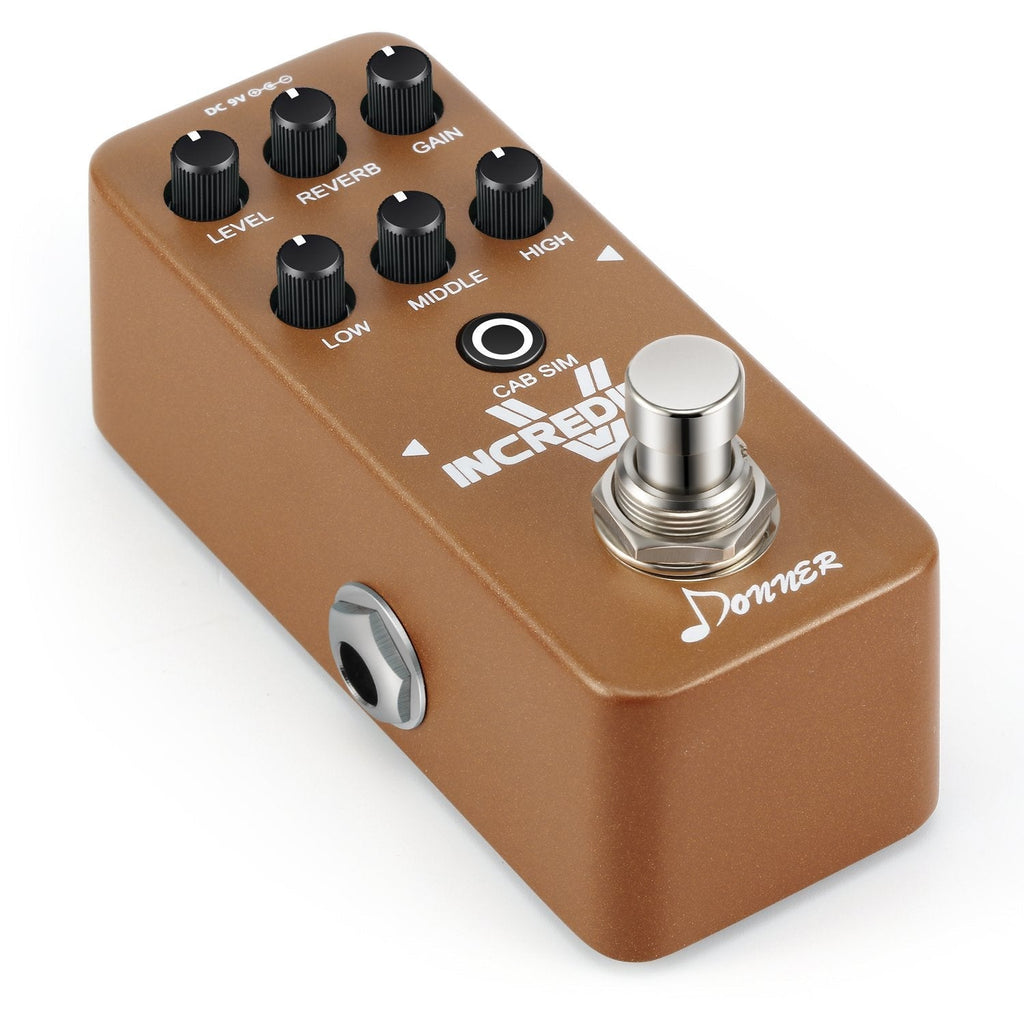 [AUSTRALIA] - Donner Incredible V Mini Preamp Distortion High Gain Guitar Effect Pedal with Reverb and Cab Simulator Functions and Automatically Save 