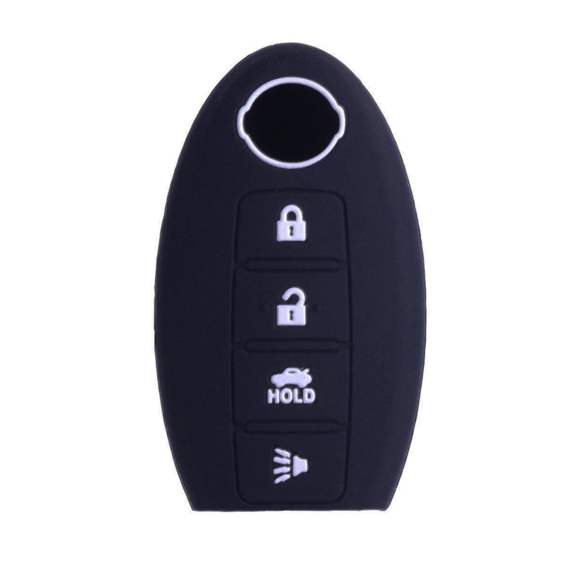 XUHANG Sillicone key fob Skin key Cover Remote Case Protector Shell for Nissan Teana Murano Maxima Pathfinder Rogue Versa 370Z Sentra Altima Smart Remote 4 Button Black