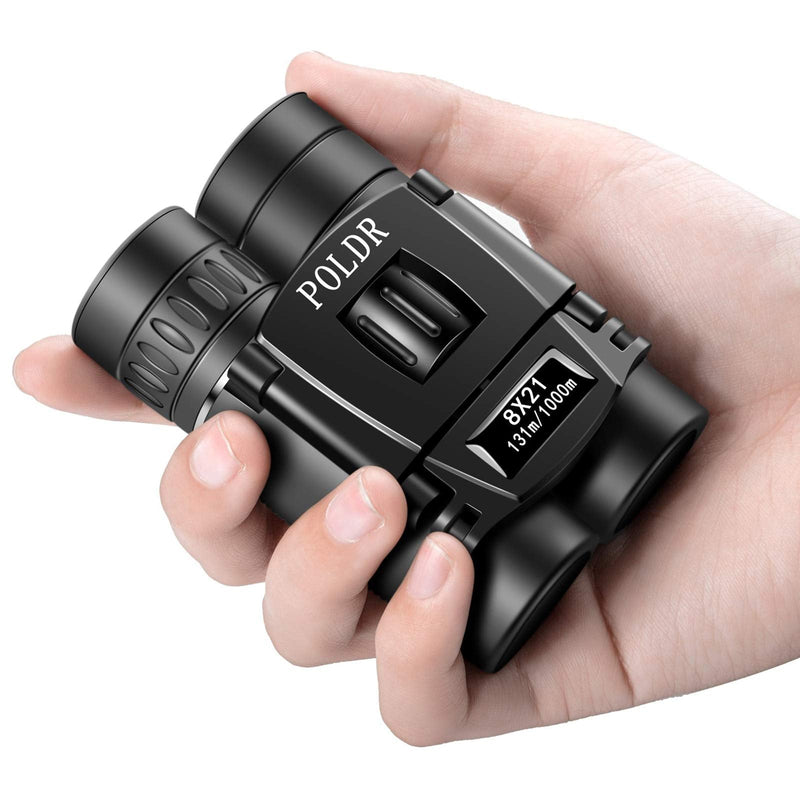 POLDR 8x21 Small Compact Lightweight Binoculars for Adults Kids Bird Watching Traveling Sightseeing.Mini Pocket Folding Binoculars for Concert Theater Opera Black