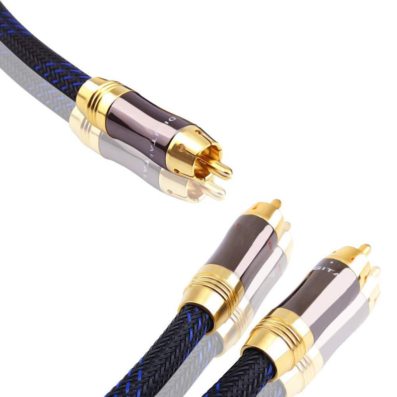 KUYIOHIFI Dual Shielded (OD 8.0mm) 1 RCA Male to 2 RCA Male Audio Cable RCA Y-Adapter Subwoofer Cable (4 Feet) 4 Feet