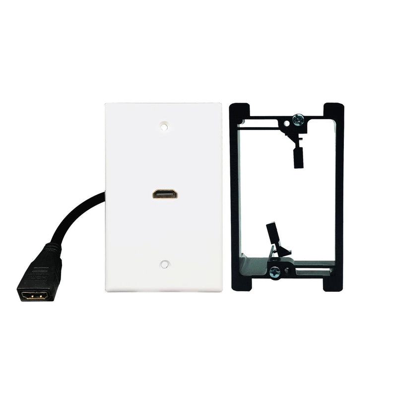 HDMI Wall Plate,Fly Tiger,6 Inch Pigtail Built,in Flexible High Speed HDMI Cable with Ethernet,Single Outlet Port Insert(1 Port+Bracket) 1 Port+Bracket