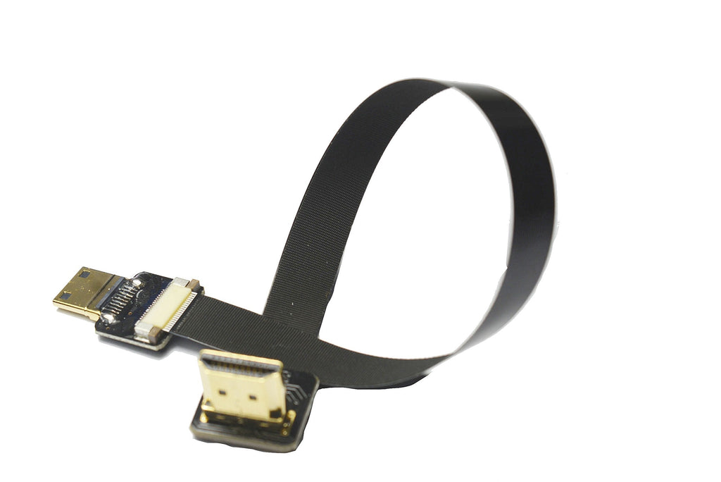 Short Flat Slim Thin HDMI Mini FPV HDMI Cable Mini HDMI Male to Standard HDMI Full HDMI Male 90 Degree Angle for Canon 5D3 5D2 Panasonic lumix GH3 GH2 Sony nex 5N 5T 5R 7N DJI Drone Gimbal (15CM)