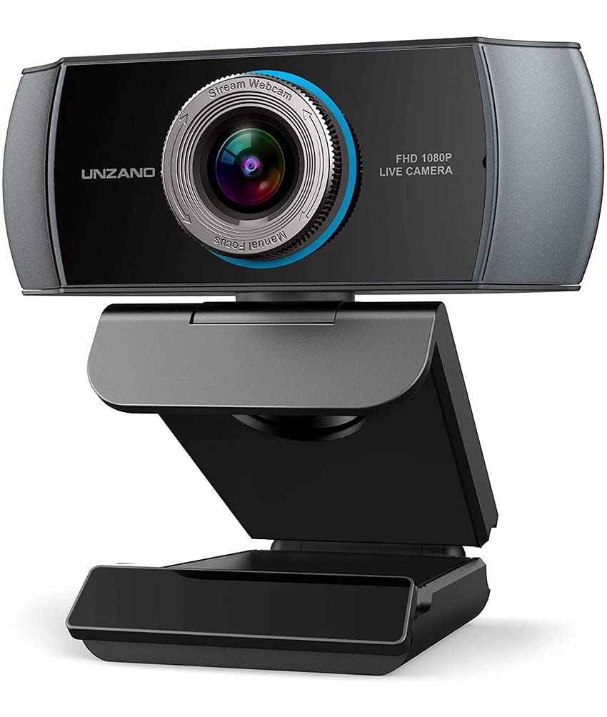 Full HD 1080P Webcam, Unzano Streaming Camera, Webcam with Microphone, Wide Angle USB Computer Camera with Facial-Enhancement Tech, Webcam for Desktop Laptop PC Mac, Video Conferencing, Skype, YouTube