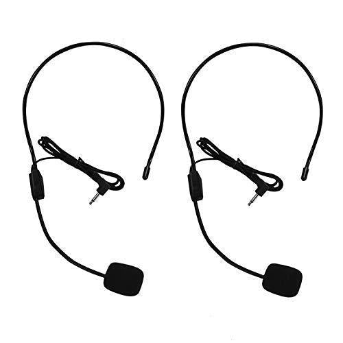 [AUSTRALIA] - Set of 2 Headset Microphone, Flexible Wired Boom for Voice Amplifier,Teachers, Speakers, Coaches, Presentations, Seniors and More, Black 