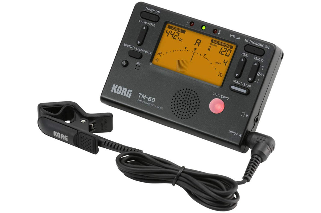 Korg TM60BK Tuner and Metronome Combo with Clip on Microphone (Black) Black