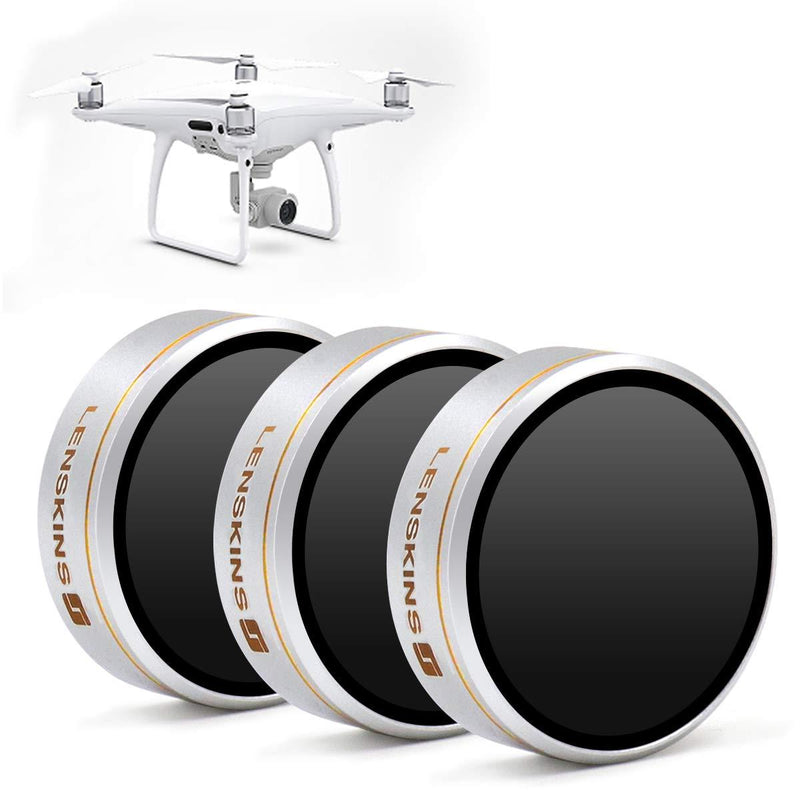 LENSKINS 3 Pack ND4/ND8/ND16 Camera Lens Filter for DJI Phantom 4 Pro/Pro+/Advance, AGC Optics, Weather-Sealed, Multi-Resistant Coated Neutral Density Filter 3 Pack (ND4/ND8/ND16)