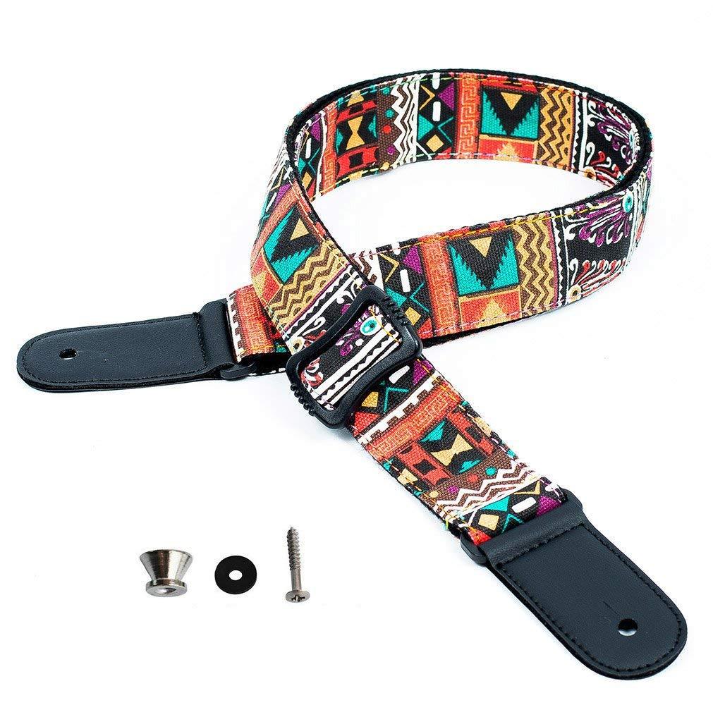 WINGO Ukulele Strap Hawaiian Jacquard Woven Ukelele Shoulder Strap Adjustable for Soprano,Concert and Tenor Uke, with Strap lock (1 pc)