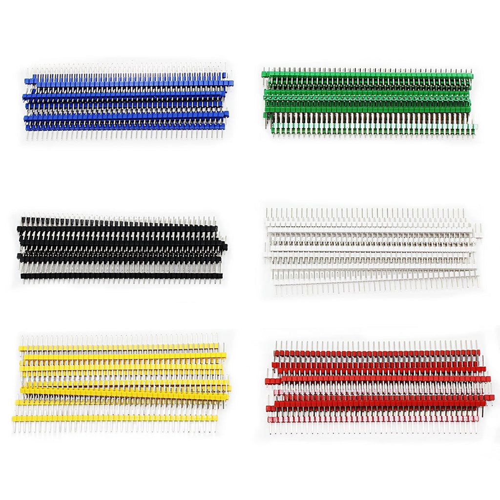 OCR 60Pcs 2.54mm 40Pin Breakaway PCB Board Male Pin Header Connector Singler Row for Arduino Shield Blue Black Green White Red Yellow 6Colors