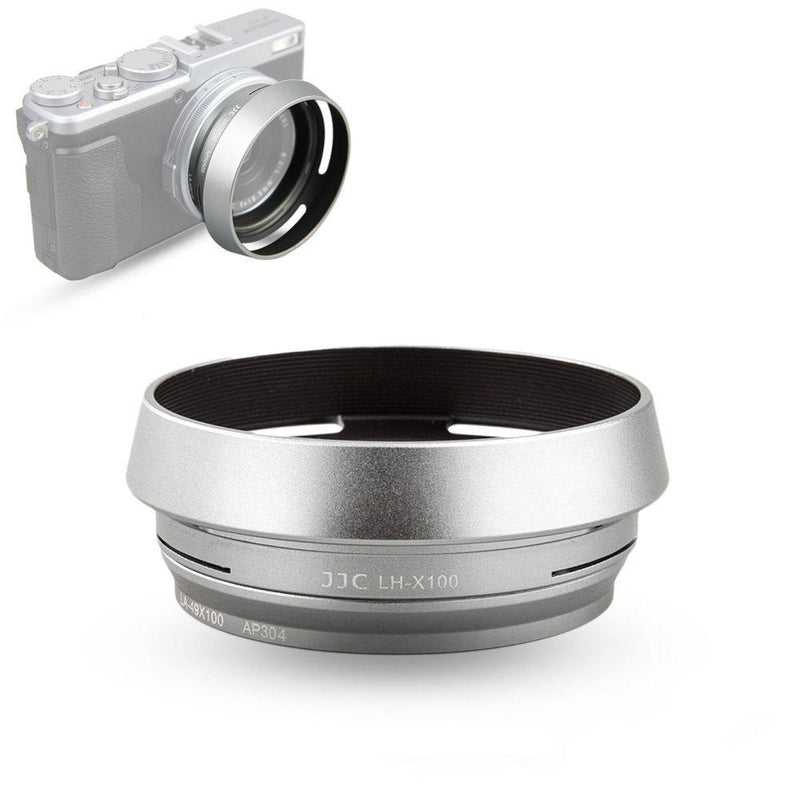 Lens Hood Set JJC Lens Shade for Fuji Fujifilm X100V X100F X100S X100T X100 X70 Replaces Fujifilm LH-X100 Lens Hood & Adapter Ring Aluminum alloy -Silver Model 2 Silver