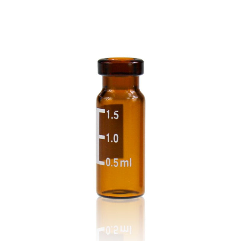 ALWSCI Amber Glass Flat Base Vial, 11mm Wide Opening Crimp Top Vial, 2mL, 12mm x32mm, Pack of 100 Amber BorosiliGlass with Graduation