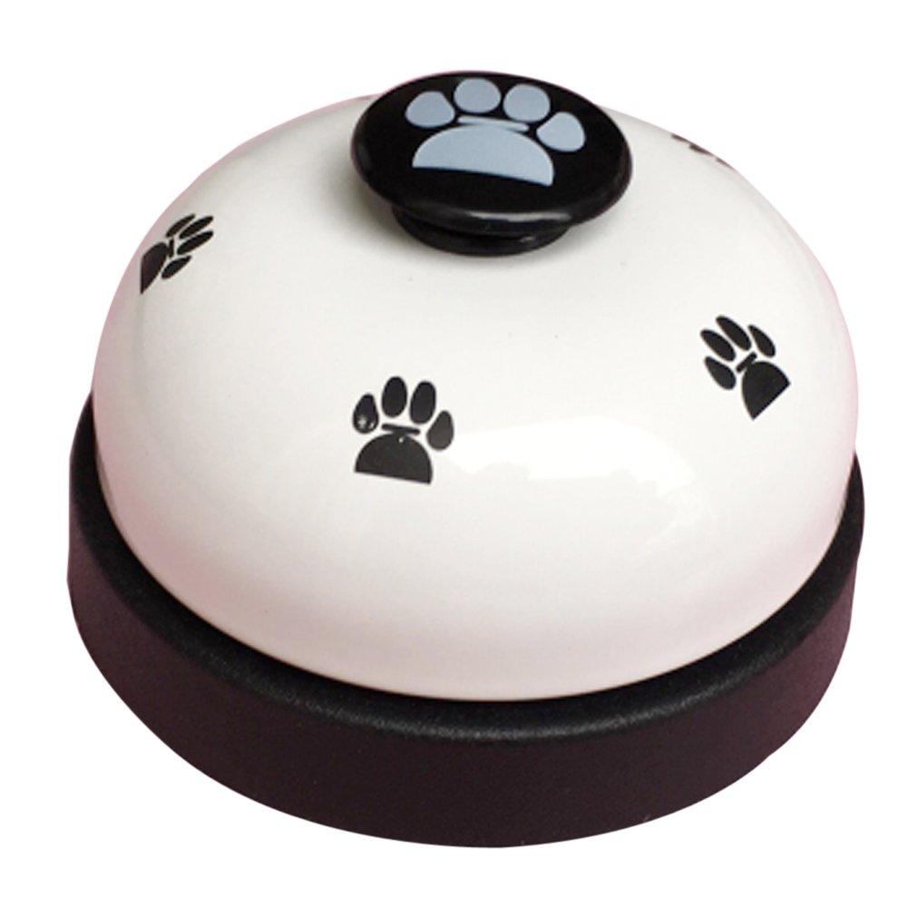Olpchee Metal Desk Call Bell Dog Training Bells with Footprints Pattern for Kitchen Counter Reception (White) White