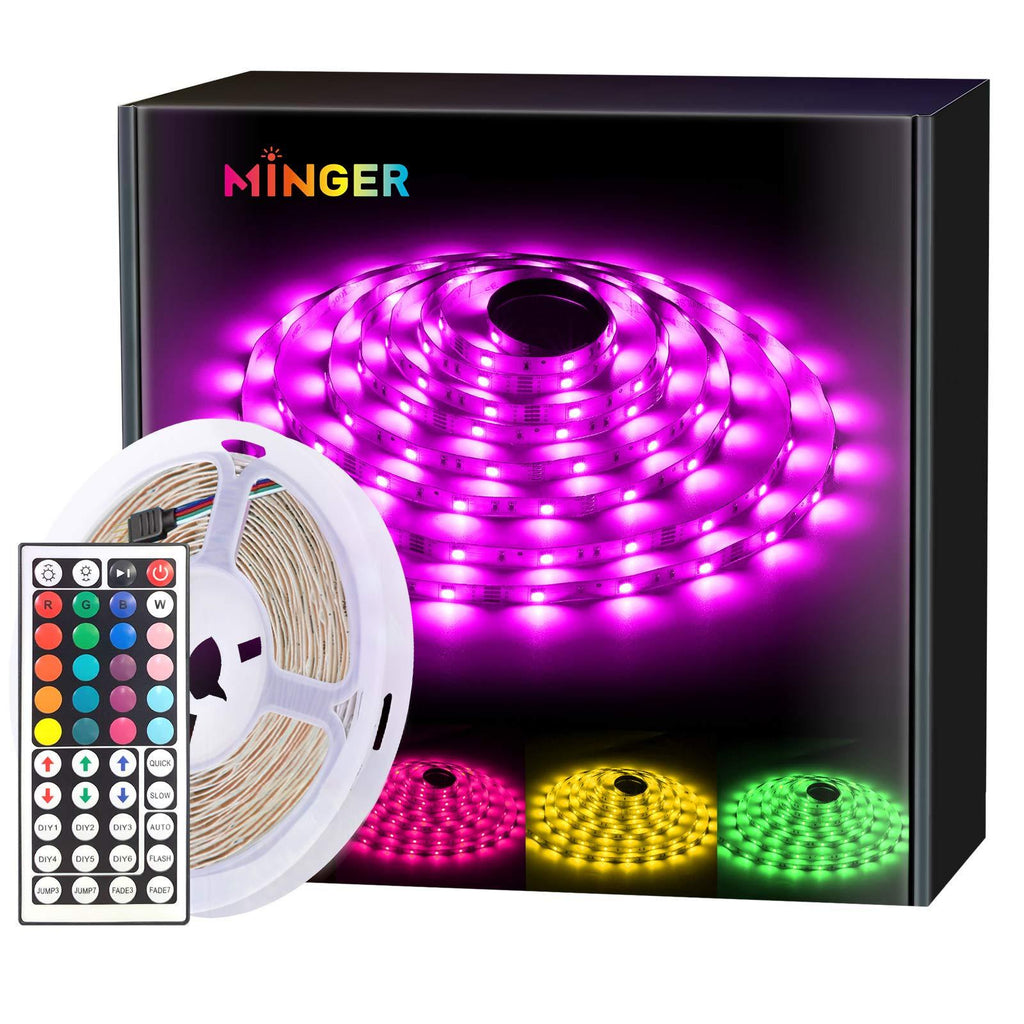 [AUSTRALIA] - MINGER Led Strip Lights 16.4 Feet, for Room, Bedroom, Home, Kitchen, Bar, Remote Control, RGB 16.4 FT 