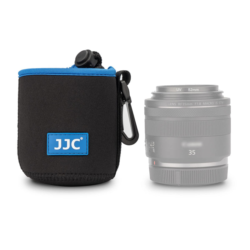JJC Drawstring Neoprene Camera Lens Pouch Case, Protective Lens Bag for Mirrorless Lenses Up to 2.9 x 3.9" (D X H) for Canon RF 35mm EF 50mm EF-S 18-55mm EF-M 15-45mm Sony E 50mm Fujifilm XF 35mm and More S (2.9" x 3.9")
