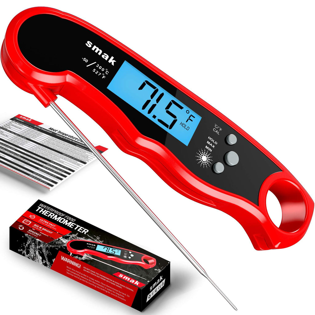 Digital Instant Read Meat Thermometer - Waterproof Kitchen Food Cooking Thermometer with Backlight LCD - Best Super Fast Electric Meat Thermometer Probe for BBQ Grilling Smoker Baking Turkey Chilli