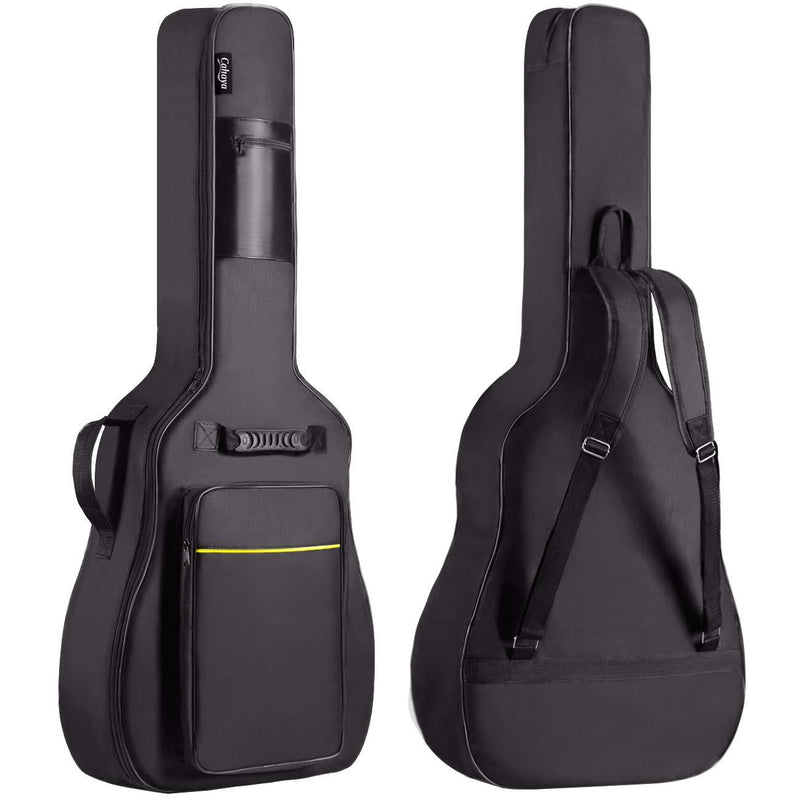 CAHAYA 41 Inch Acoustic Guitar Bag 0.35 Inch Thick Padding Waterproof Dual Adjustable Shoulder Strap Guitar Case Gig Bag with Back Hanger Loop, Black