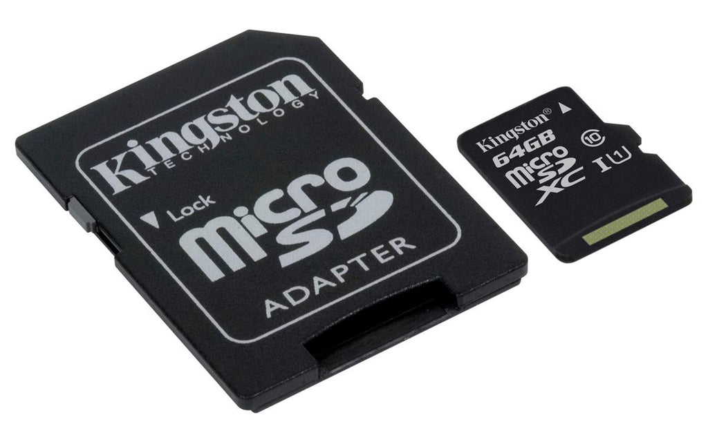 Kingston Canvas Select 64GB microSDHC Class 10 microSD Memory Card UHS-I 80MB/s R Flash Memory Card with Adapter (SDCS/64GB), Black microSD Card