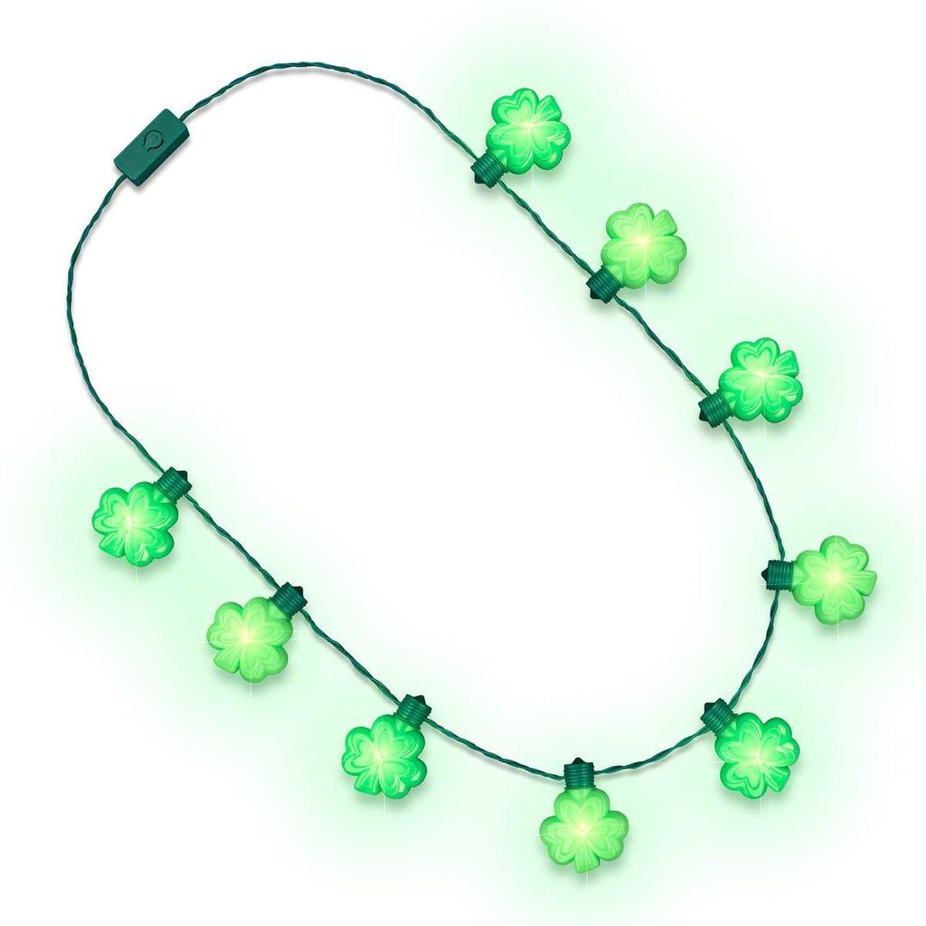 Green Light Up Shamrock String Necklace for St Patrick's Day