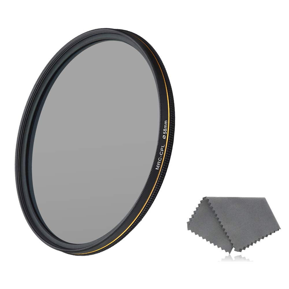 LENSKINS 58mm CPL Circular Polarizing Filter for Camera Lenses, 16-Layer Multi-Resistant Nano Coated, Ultra Slim, German Optics Glass, Weather-Sealed, Circular Polarizer Filter with Lens Cloth