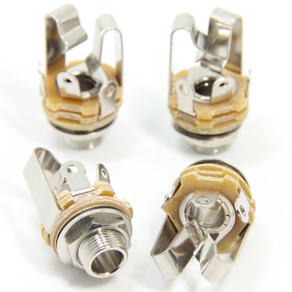 [AUSTRALIA] - Ancable 4-Pack 1/4" Stereo Female Jack -6.35mm TRS Panel Mount Socket with Washer and Nut Solder Type for Guitar Pedals Bass Fender Footswitch and Any Other Applications with 6.35mm 