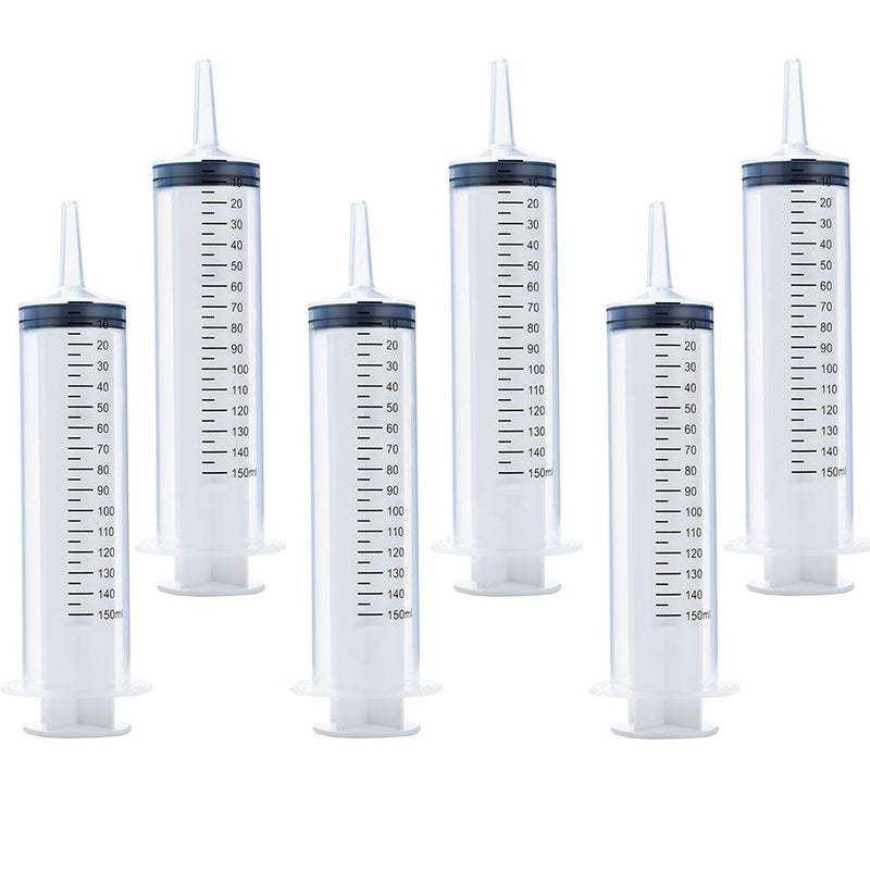 6 Pack 150ml Syringes, Large Garden Syringe for Scientific Labs, Measuring, Watering, Refilling