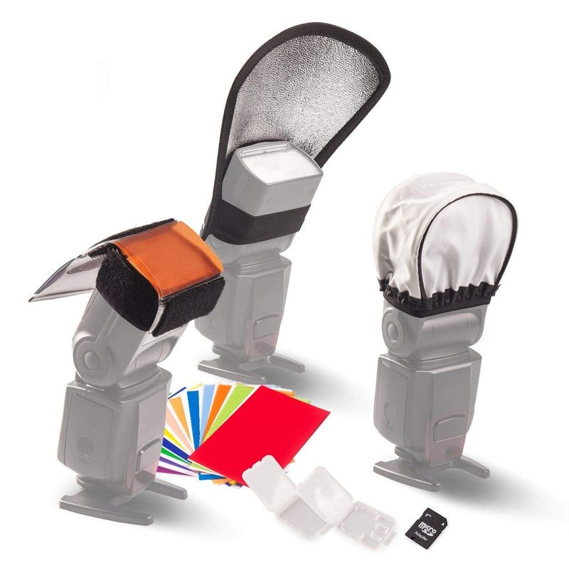 Flash Accessories Set Diffuser Softbox Reflector 12pc Strobist Flash Color Card for Speedlight Kit Gels Universal Lighting Filter Kit