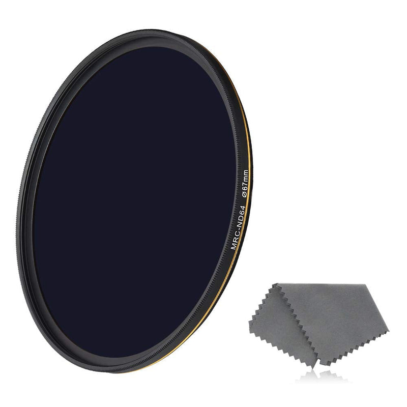 LENSKINS 67mm ND64 Filter, 6 Stop Neutral Density Filter for Camera Lenses, 16-Layer Multi-Resistant Coated, German Optics Glass, Weather-Seal ND Filter with Lens Cloth ND67