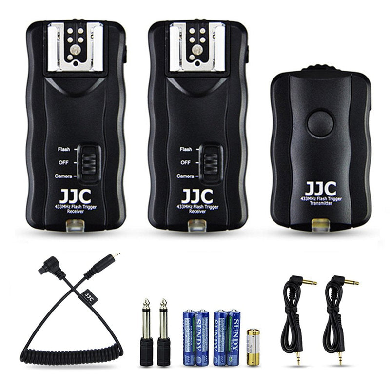JJC 3-in-1 Wireless Flash Trigger & Shutter Remote Control with Two Receivers Kit for Canon EOS R5 5D Mark IV III II 6D Mark II 7D Mark II 5Ds R 1DX Mark III II 1Ds Mark III 50D 40D 30D With Cable Replaces Canon RS-80N3