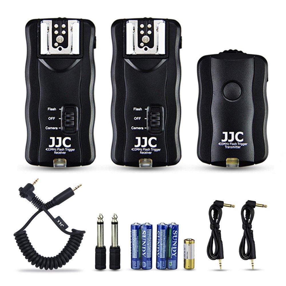Wireless Flash Trigger JJC Remote Control Flash Trigger Kit for Canon Flash 600EX 580EX on Canon T6 T5 T3 T7i T6s T6i T5i T4i T3i T2i T1i SL2 SL1 80D 77D 70D 60Da 60D M6,etc with 2 Receivers 1 Transmitter + 2 Receiver