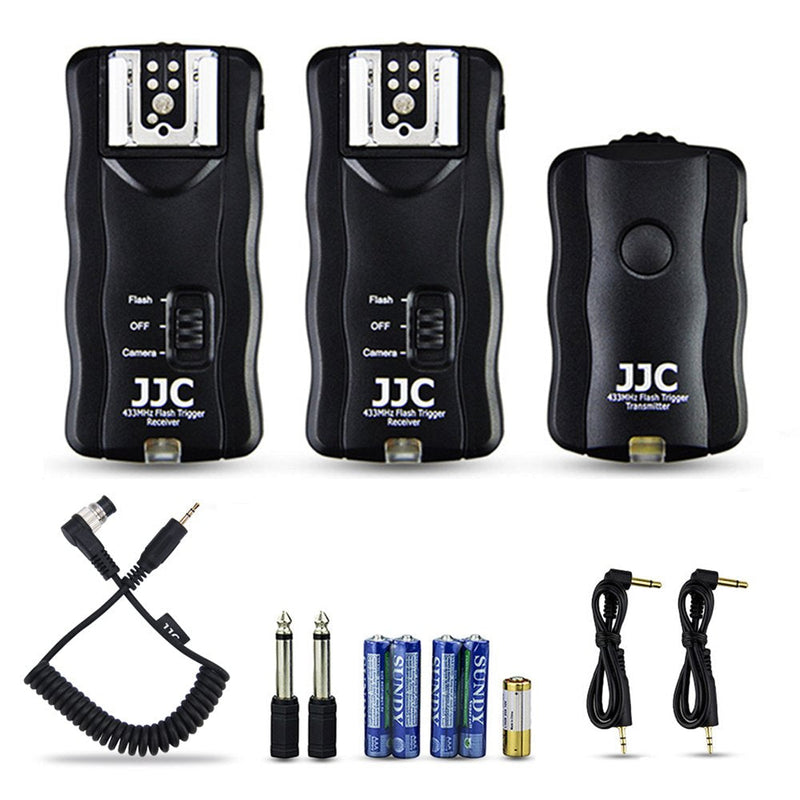 JJC 3-in-1 Wireless Flash Trigger & Shutter Remote Control with Two Receivers Kit for Nikon D850 D500 D5 D810 D810A D800 D700 D4s D4 D3 D3s D3X and Other Nikon Camera with 10-Pin Connector With Cable Replaces Nikon MC-30