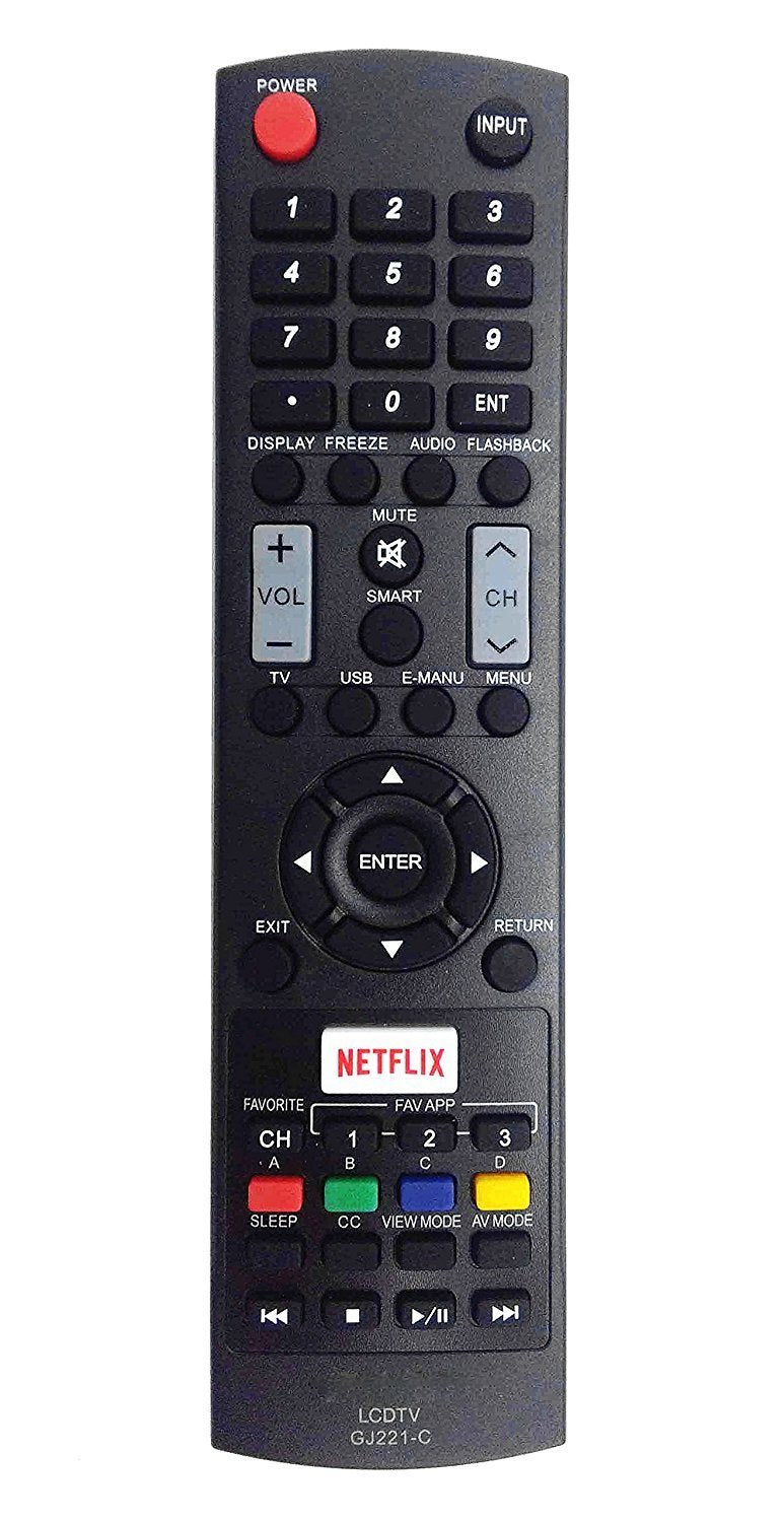 GJ221-C Remote Control for Sharp LCD/LED TV LC32LE653U LC40LE653U LC43LE653U LC-43LE653U LC-48LE653U LC55LE653U LC65LE645U LC-65LE645U (Substitute for remotes Sharp GJ221 and GJ221-R)
